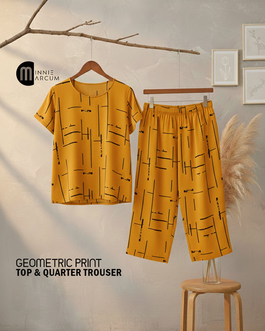 Geometric Print Top & Quarter Trouser