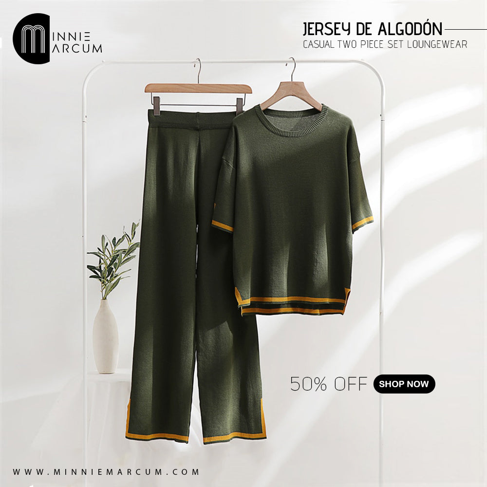 JERSEY DE ALGODÓN CASUAL TWO PIECE SET LOUNGEWEAR 