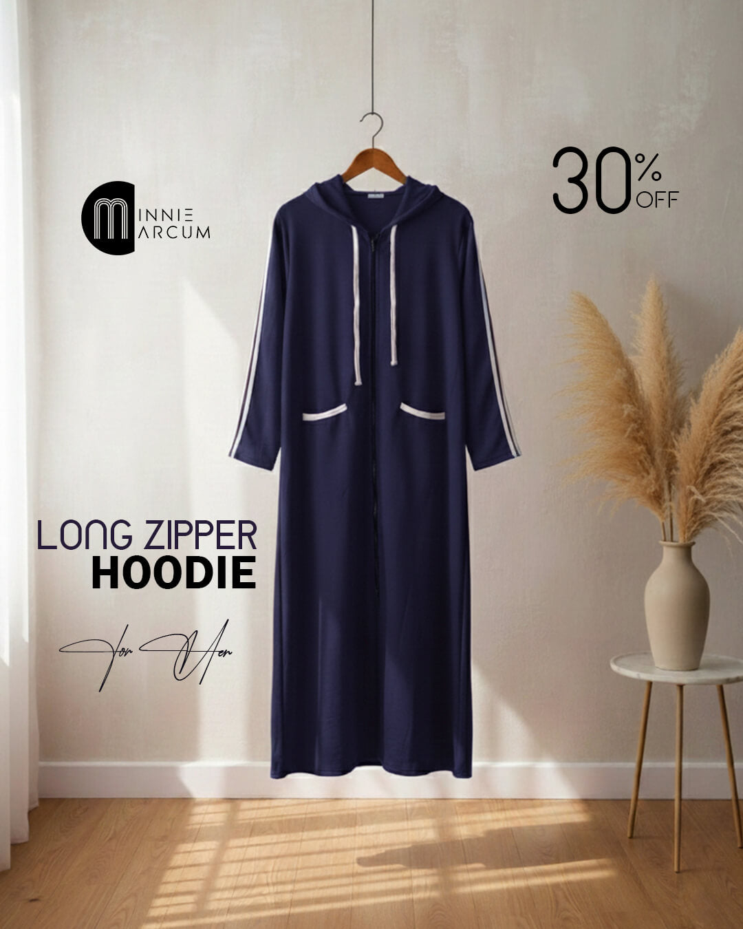 Long Zipper Hoodie for Her