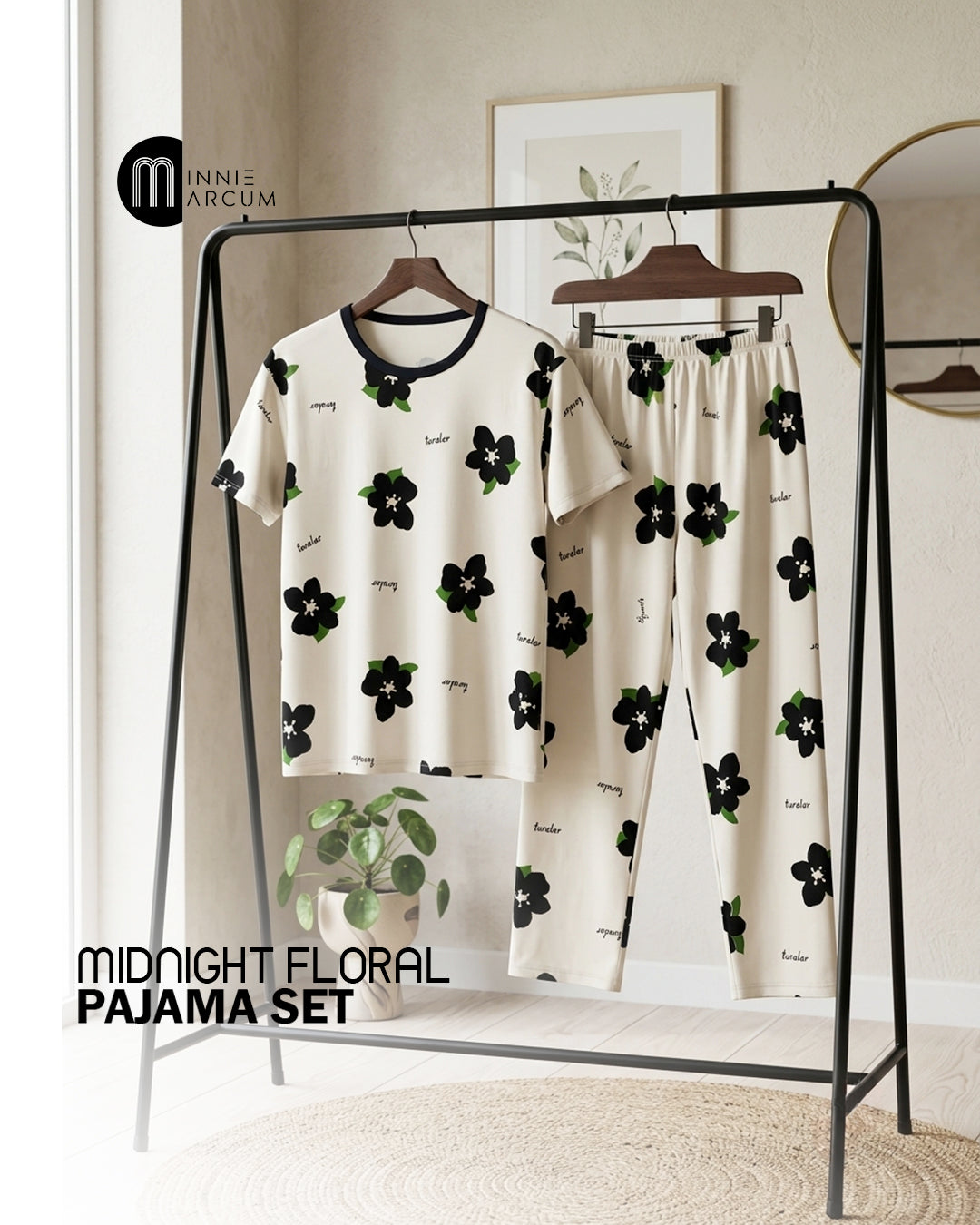Midnight Floral Print Pajama Set