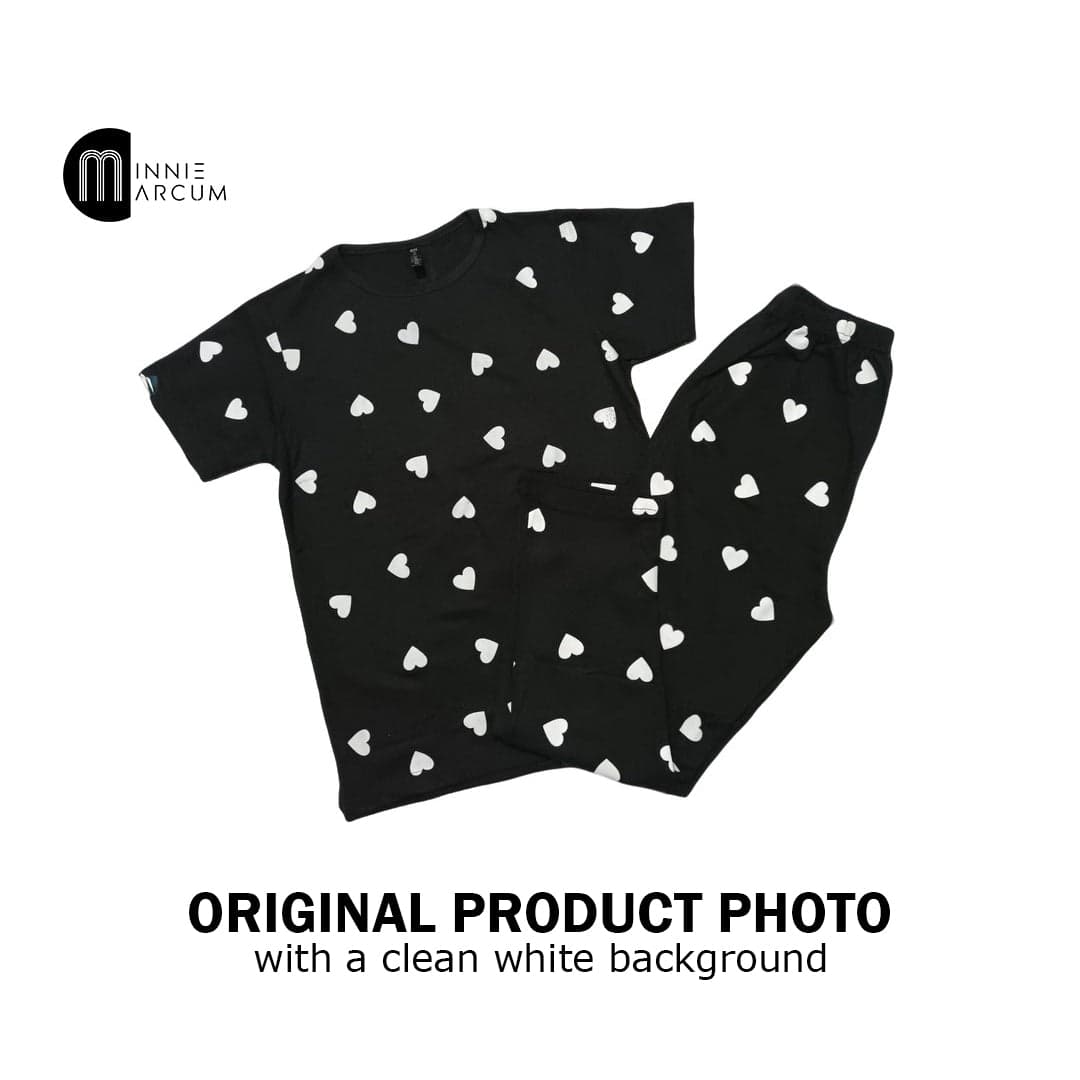 White Heart Print Pajama Set