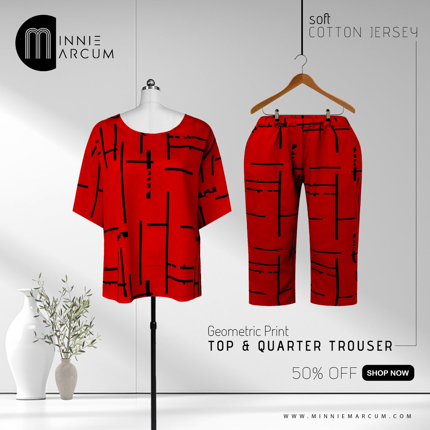 Geometric Print TOP & QUARTER TROUSER 50% OFF SHOP NOW
