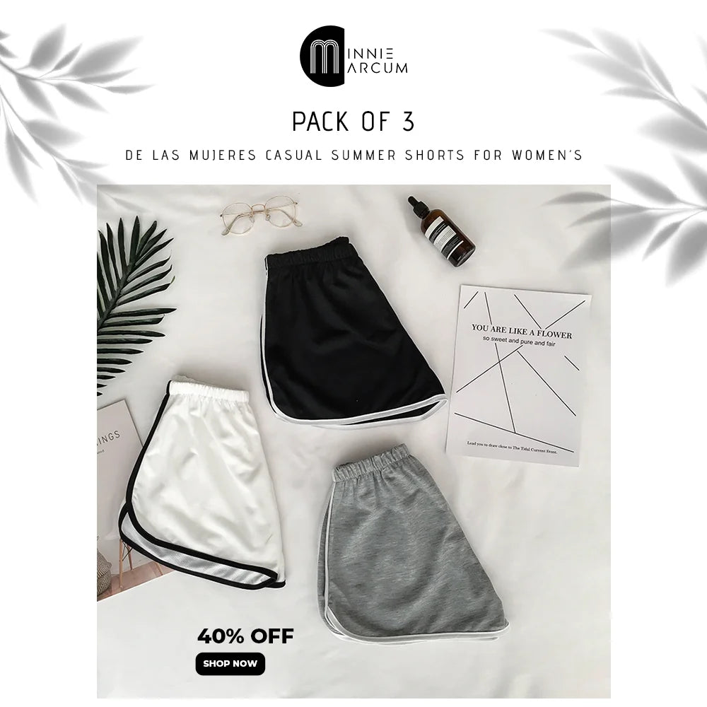 PACK OF 3 DE LAS MUJERES CASUAL SUMMER SHORTS FOR WOMEN’S