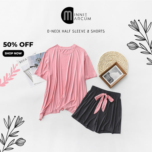 O-NECK HALF SLEEVE & SHORTS LOOSE MODAL PAJAMA SET. ( 50% OFF SHOPNOW )