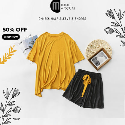 O-NECK HALF SLEEVE & SHORTS LOOSE MODAL PAJAMA SET. ( 50% OFF SHOPNOW )