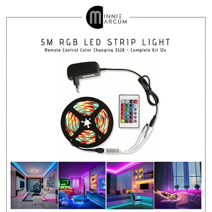 5M RGB LED STRIP LIGHT  Remote Control Color Changing Complete Kit