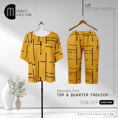 Geometric Print TOP & QUARTER TROUSER 50% OFF SHOP NOW