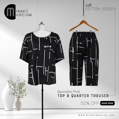 Geometric Print TOP & QUARTER TROUSER 50% OFF SHOP NOW