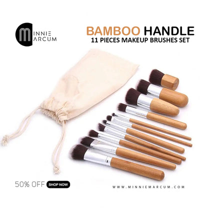 BAMBOO HANDLE 11 PIECES MAKEUP BRUSHES SET