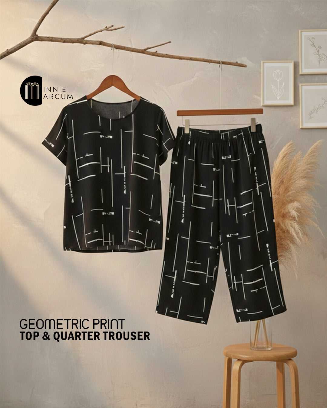 Geometric Print Top & Quarter Trouser