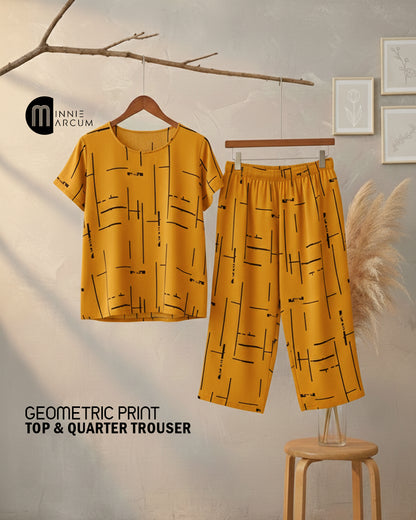 Geometric Print Top & Quarter Trouser