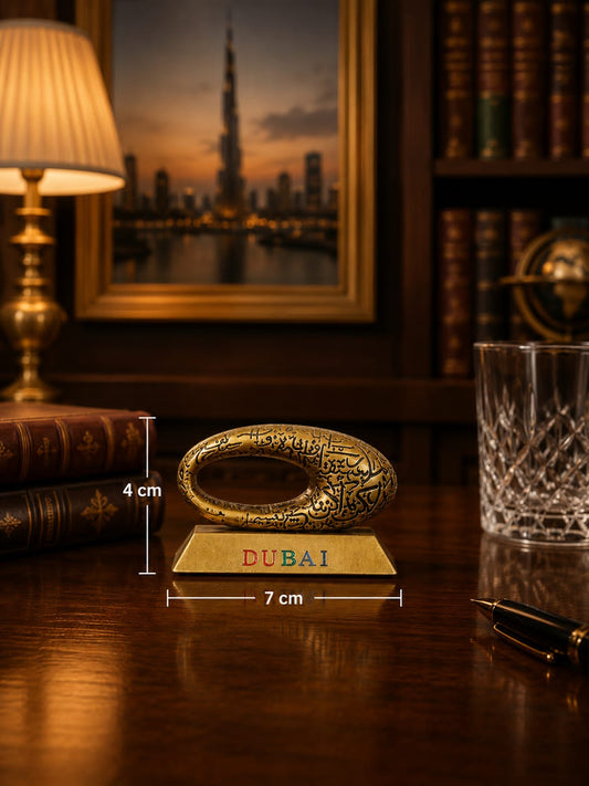 Dubai Museum of the Future Miniature Souvenir Statue – Premium Gold Desk Decor | 7cm