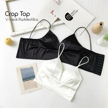 Enhance your comfort and style with Crop Top V-Neck Padded Bra,