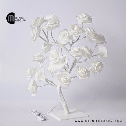 Rose Tree LAMP , LED white Roses Tree Lamp 22 Soft Foamic Roses 18 Inches Height metal base Bedroom Wedding decoration