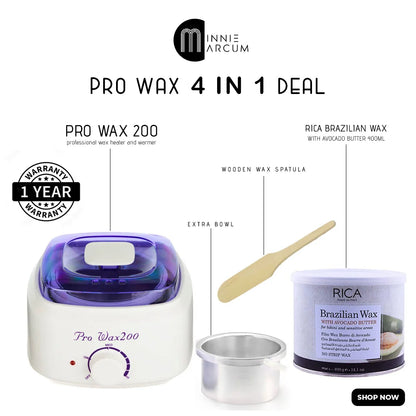 PRO-WAX 4 IN 1 DEAL WITH RICA BRAZILIAN WAX AVOCADO BUTTER 400ml