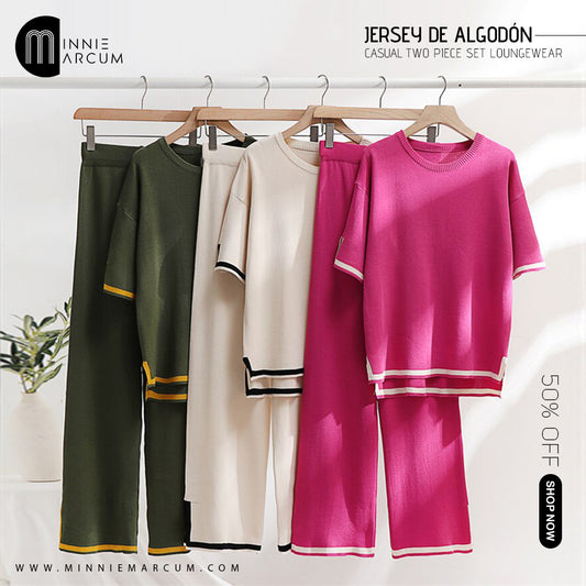 JERSEY DE ALGODÓN CASUAL TWO PIECE SET LOUNGEWEAR&nbsp;