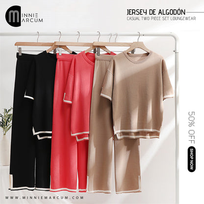 JERSEY DE ALGODÓN CASUAL TWO PIECE SET LOUNGEWEAR&nbsp;