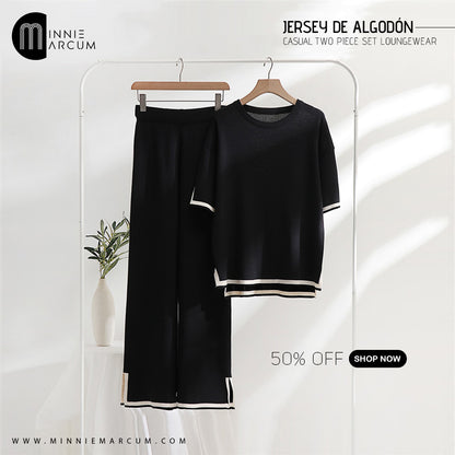 JERSEY DE ALGODÓN CASUAL TWO PIECE SET LOUNGEWEAR&nbsp;