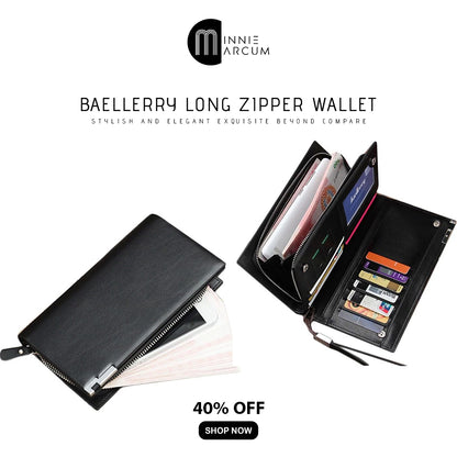 BAELLERY LONG ZIPPER WALLET CASH, BANK CARD, MOBILE PHONE,