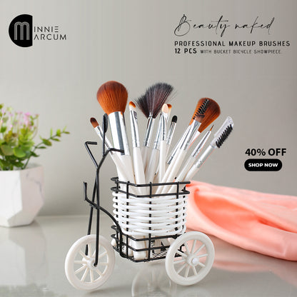 Beauty Naked PROFESSIONAL MAKEUP BRUSHES 12PCS WITH BUCKET BICYCLE