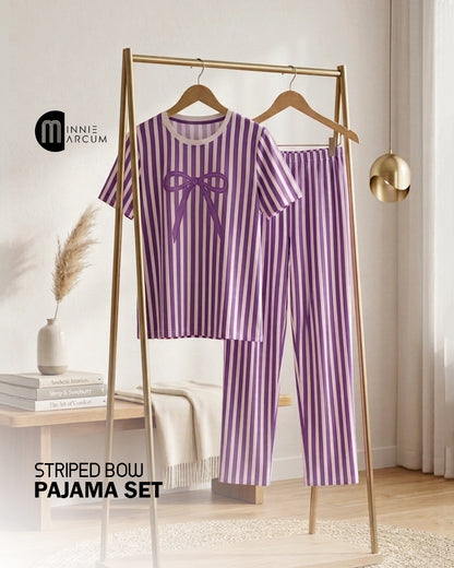 Striped Bow Pajama Set
