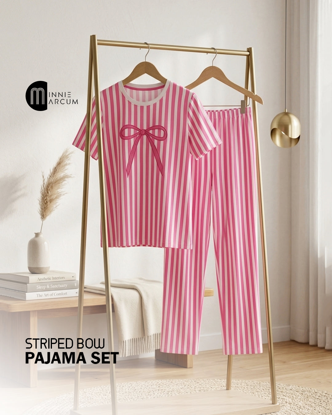 Striped Bow Pajama Set