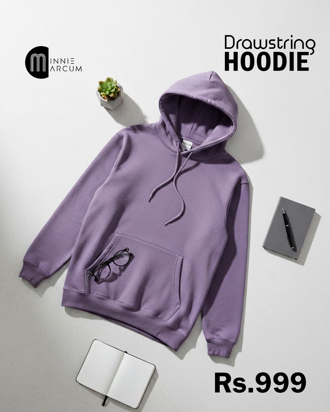 Drawstring Hoodie (violet purple )