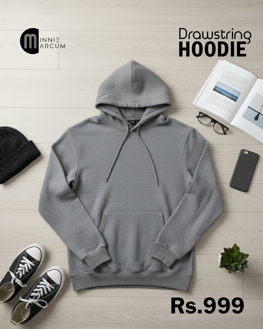 Drawstring Hoodie (charcoal grey )