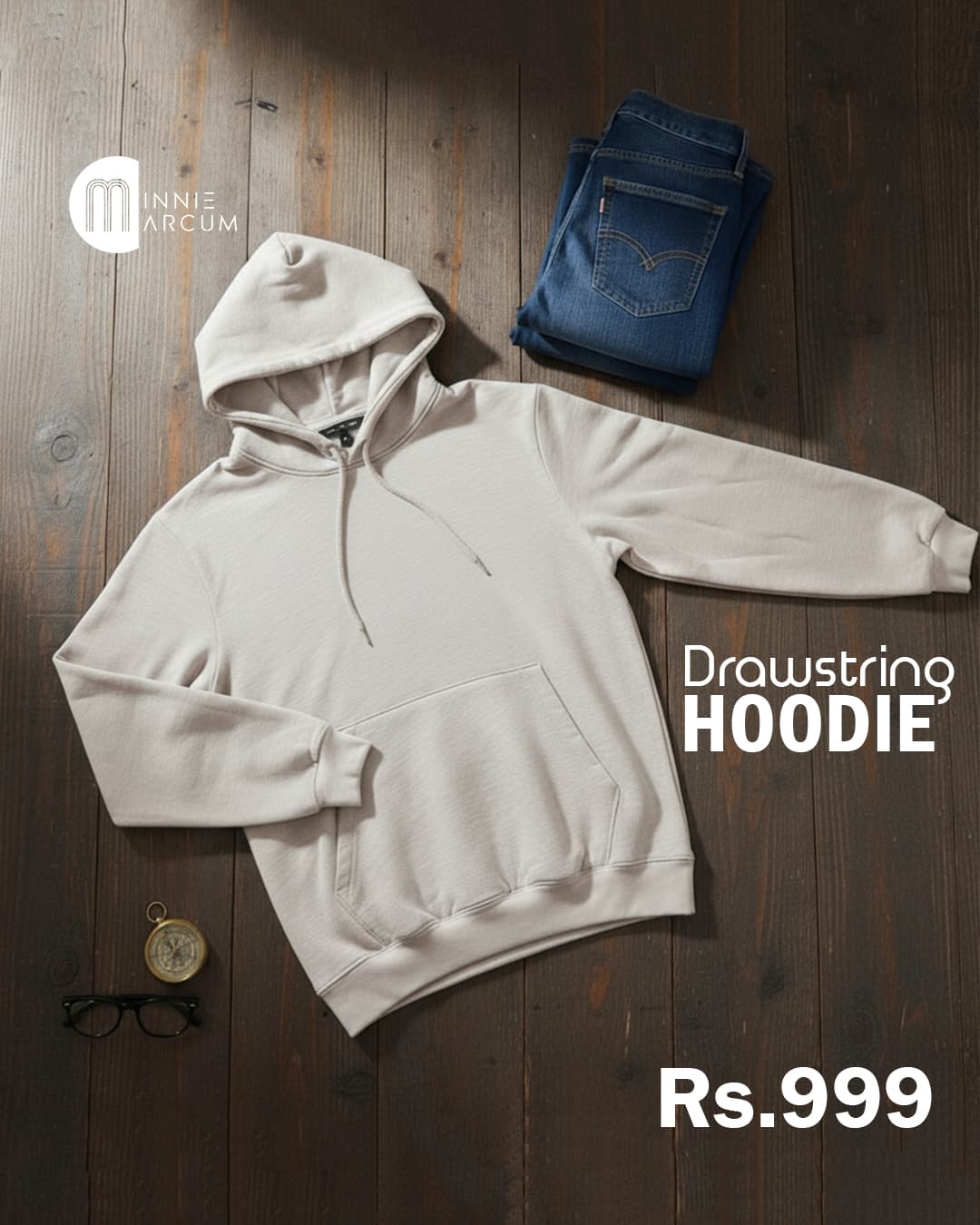 Drawstring Hoodie (Oat Milk )