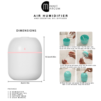 AIR HUMIDIFIER AND ESSENTIAL OIL DIFFUSER COMES WITH ESSENTIAL OIL