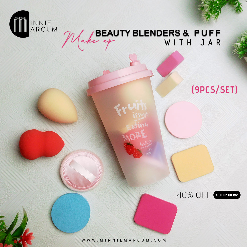 BEAUTY BLENDERS & PUFF WITH JAR (9PCS/SET)