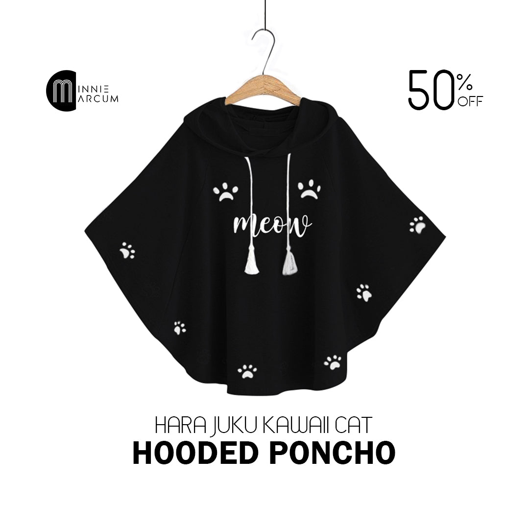 Harajuku KAWAII CAT HOODED PONCHO For Women