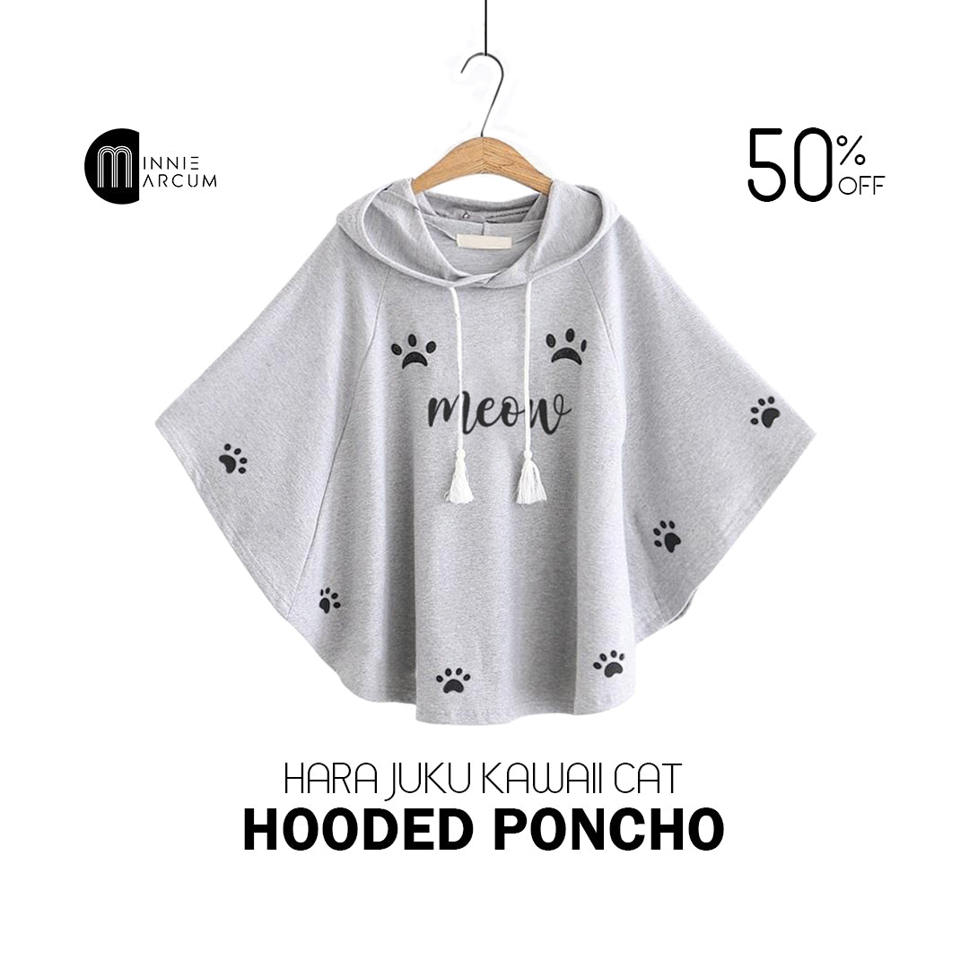 Harajuku KAWAII CAT HOODED PONCHO For Women