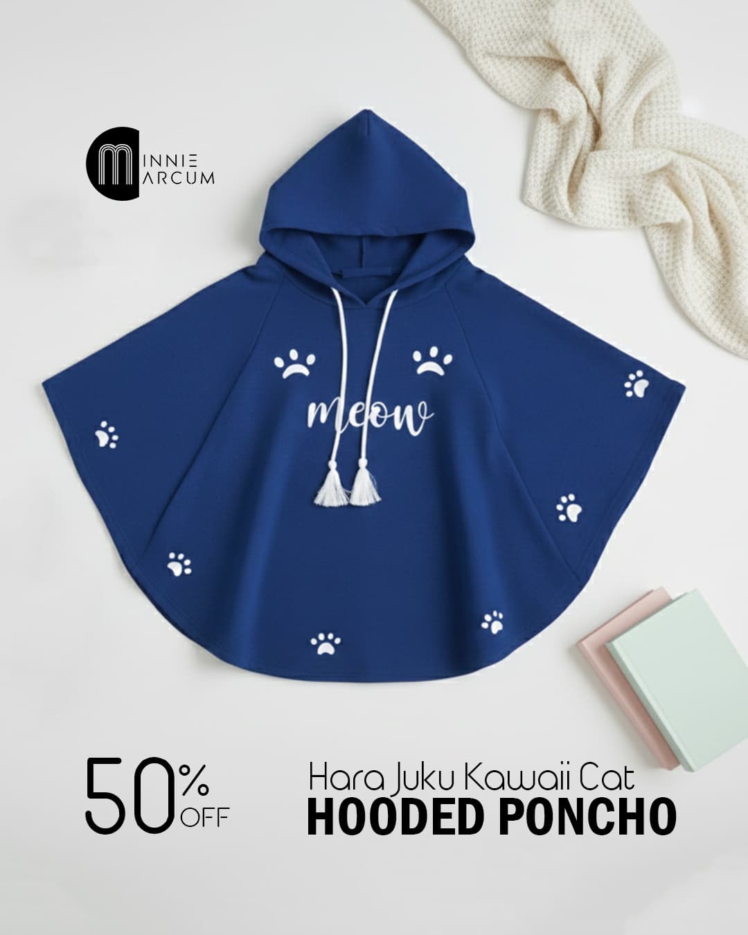 Hara Juku Kawaii Cat Hooded Poncho