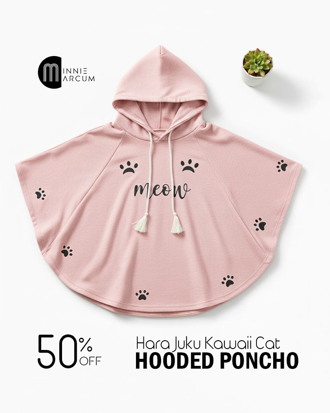Hara Juku Kawaii Cat Hooded Poncho