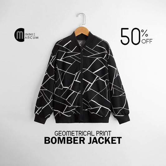 GEOMETRICAL PRINT BOMBER JACKET ( Black )