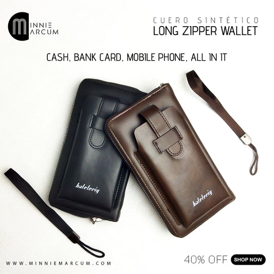 CUERO SINTÉTICO LONG ZIPPER WALLET CASH, BANK CARD, MOBILE PHONE, ALL IN IT  40% OFF SHOP NOW