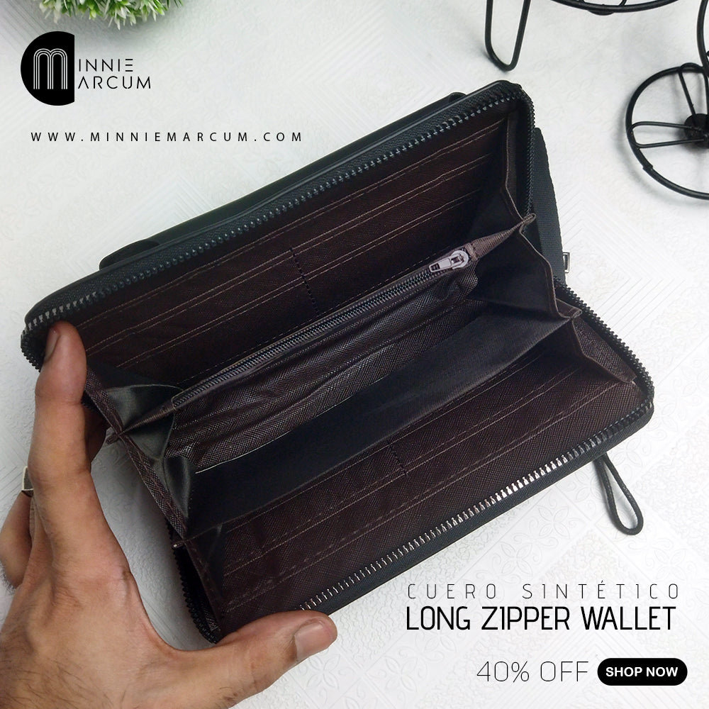 CUERO SINTÉTICO LONG ZIPPER WALLET CASH, BANK CARD, MOBILE PHONE, ALL IN IT  40% OFF SHOP NOW