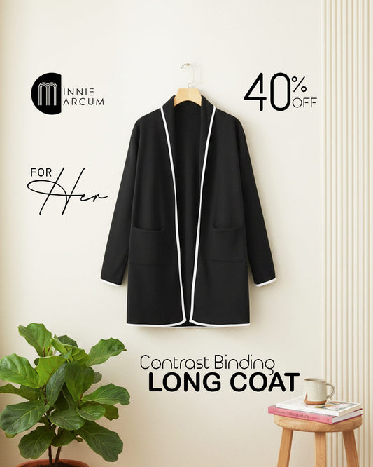 Contrast Binding Long Coat