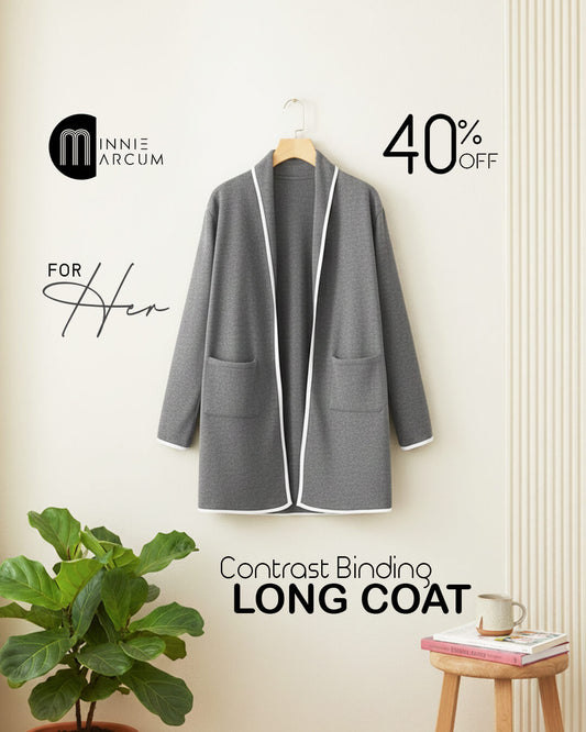 Contrast Binding Long Coat