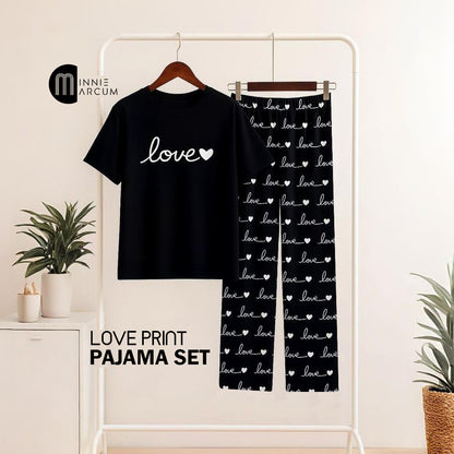 Love Print Pajama Set