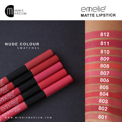 emelie MATTE LIPSTICK (PACK 0F 12) NUDE & MULTI COLOURS