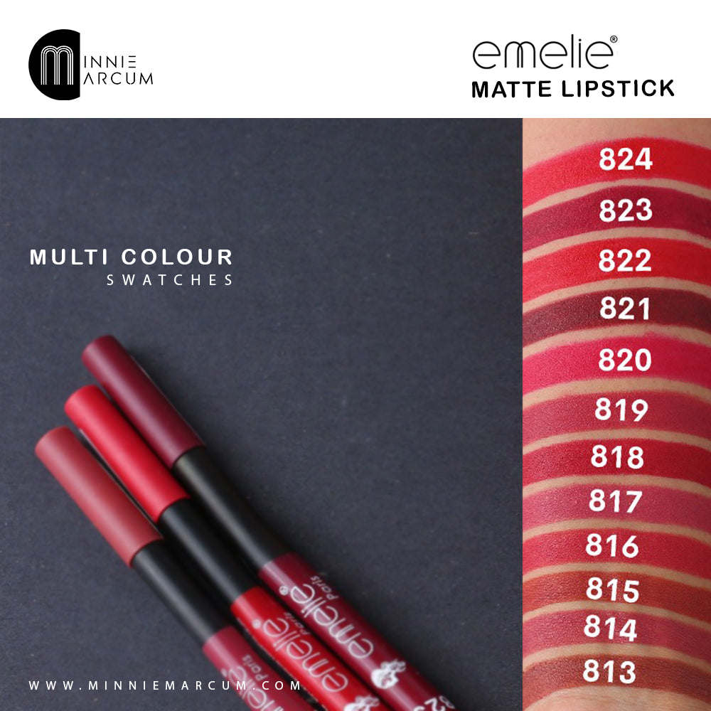 emelie MATTE LIPSTICK (PACK 0F 12) NUDE & MULTI COLOURS