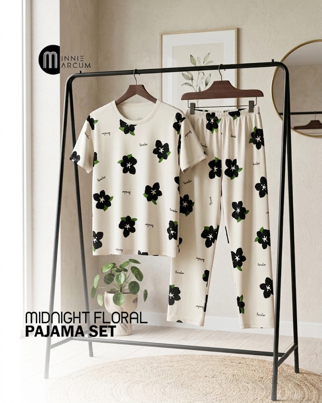 Midnight Floral Print Pajama Set
