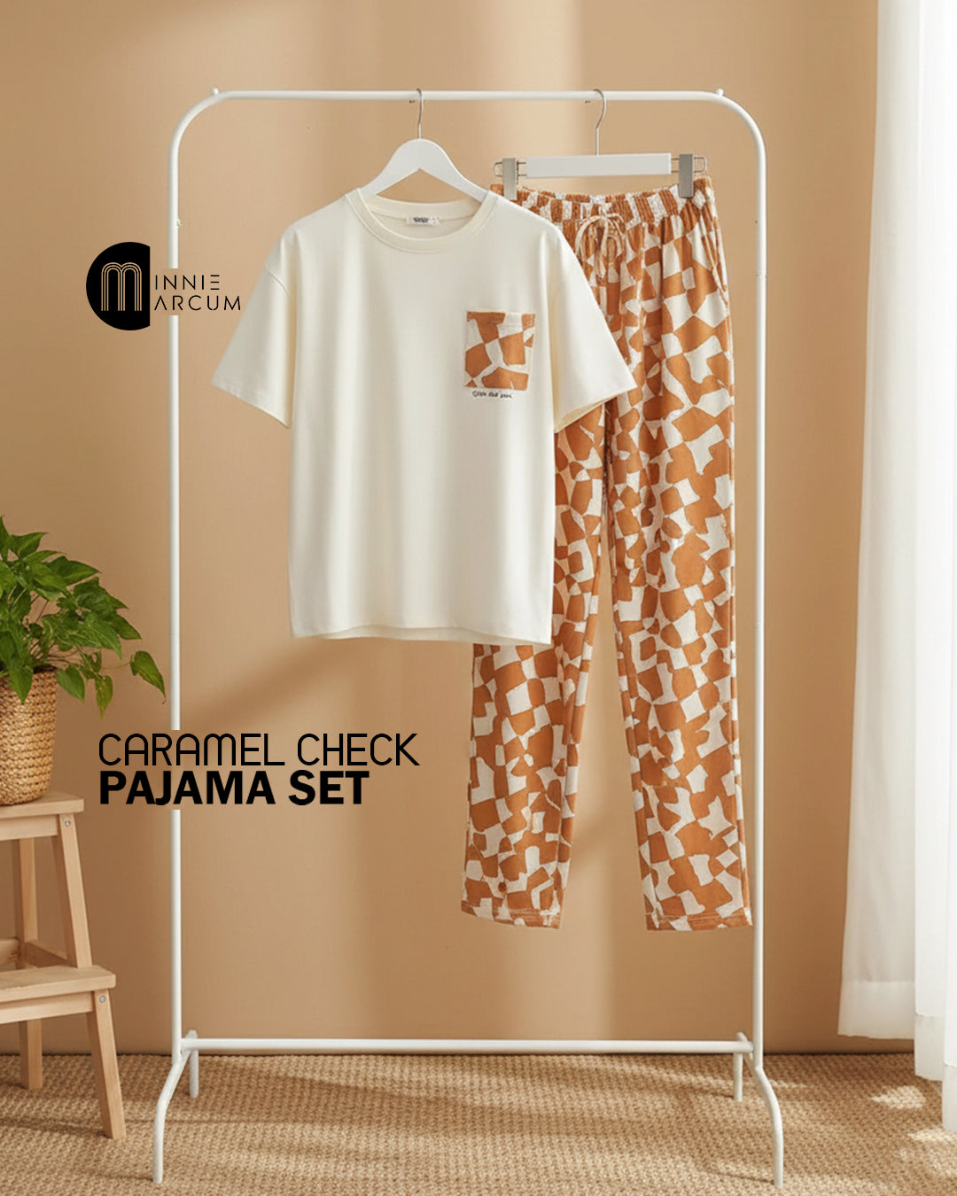 Caramel Check Pajama Set