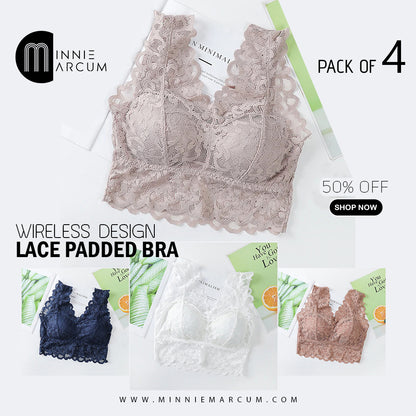 WIRELESS DESIGN LACE PADDED BRA ( PACK OF 4 )