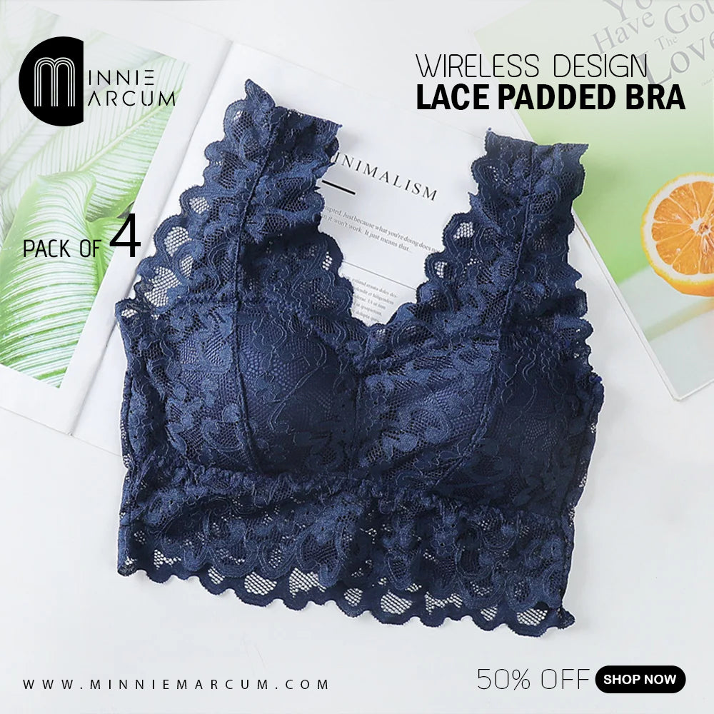 WIRELESS DESIGN LACE PADDED BRA ( PACK OF 4 )