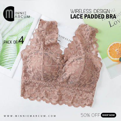 WIRELESS DESIGN LACE PADDED BRA ( PACK OF 4 )