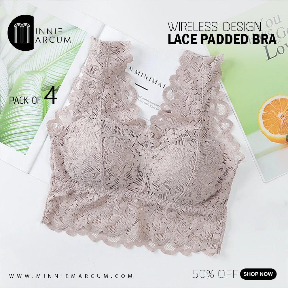 WIRELESS DESIGN LACE PADDED BRA ( PACK OF 4 )