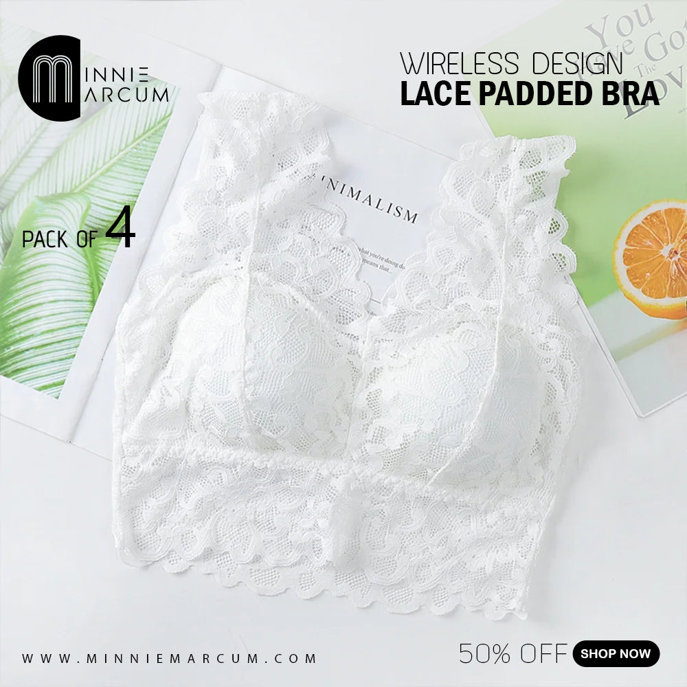 WIRELESS DESIGN LACE PADDED BRA ( PACK OF 4 )